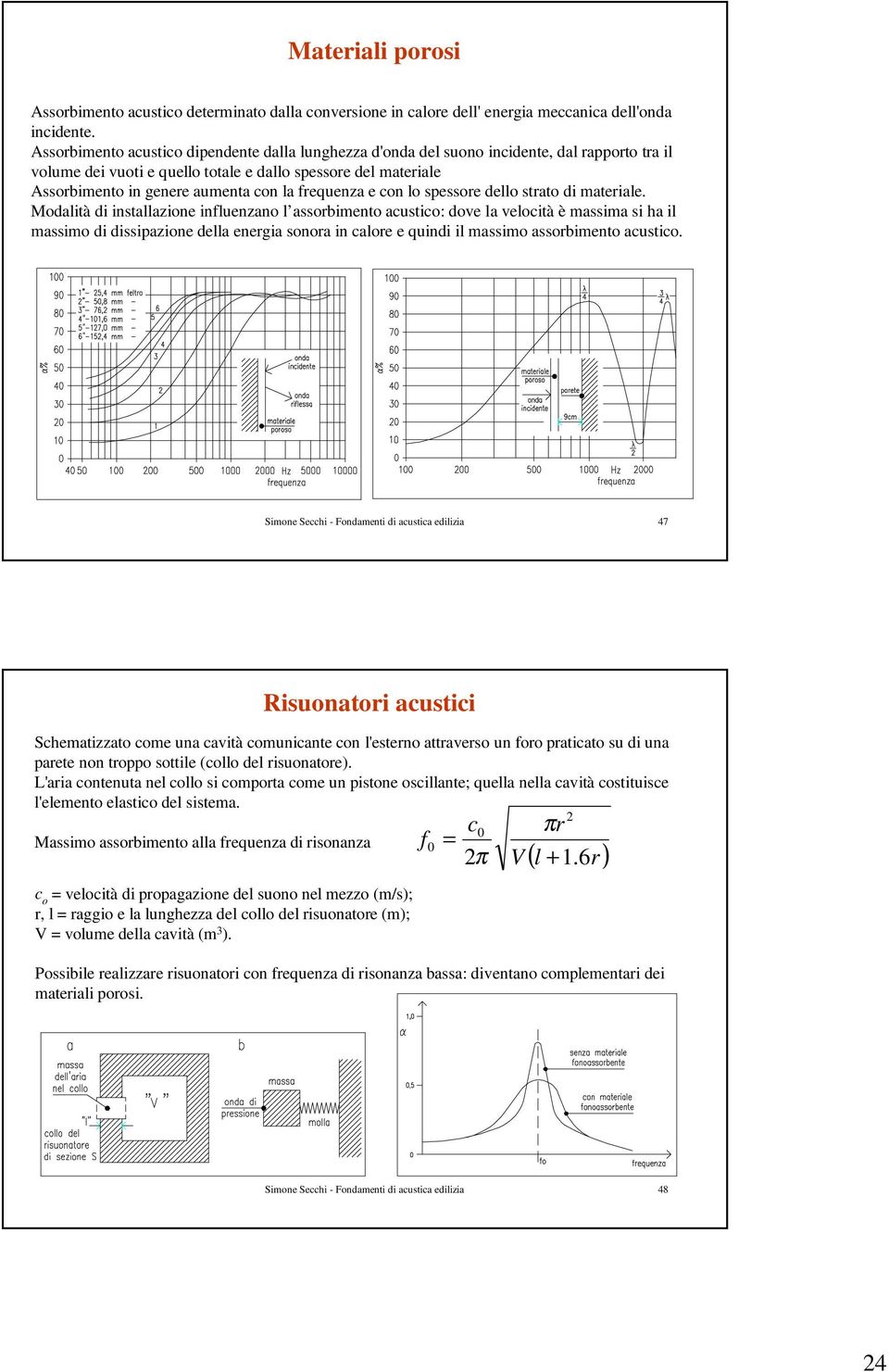 frequenza e con lo spessore dello strato di materiale.