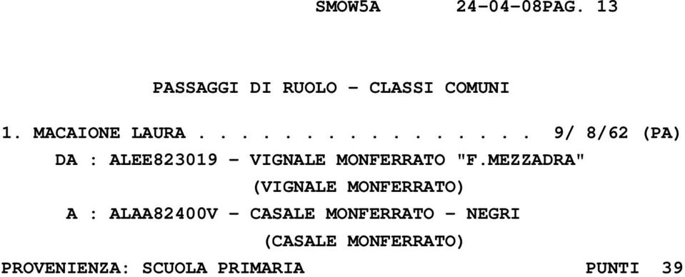 ............... 9/ 8/62 (PA) DA : ALEE823019 - VIGNALE MONFERRATO "F.