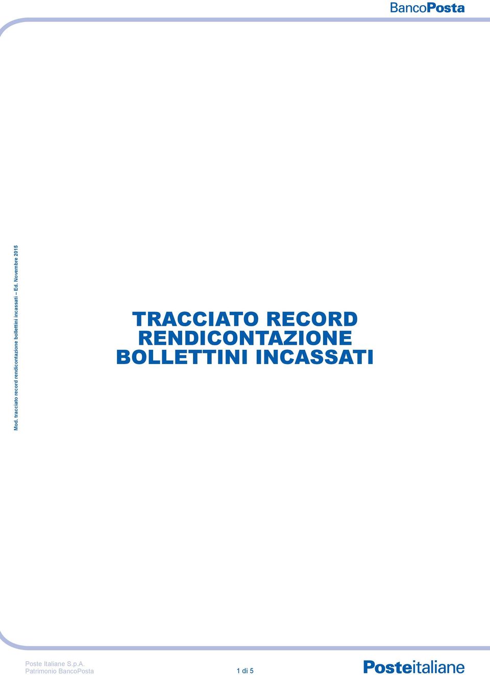 Novembre 2015 TRACCIATO RECORD