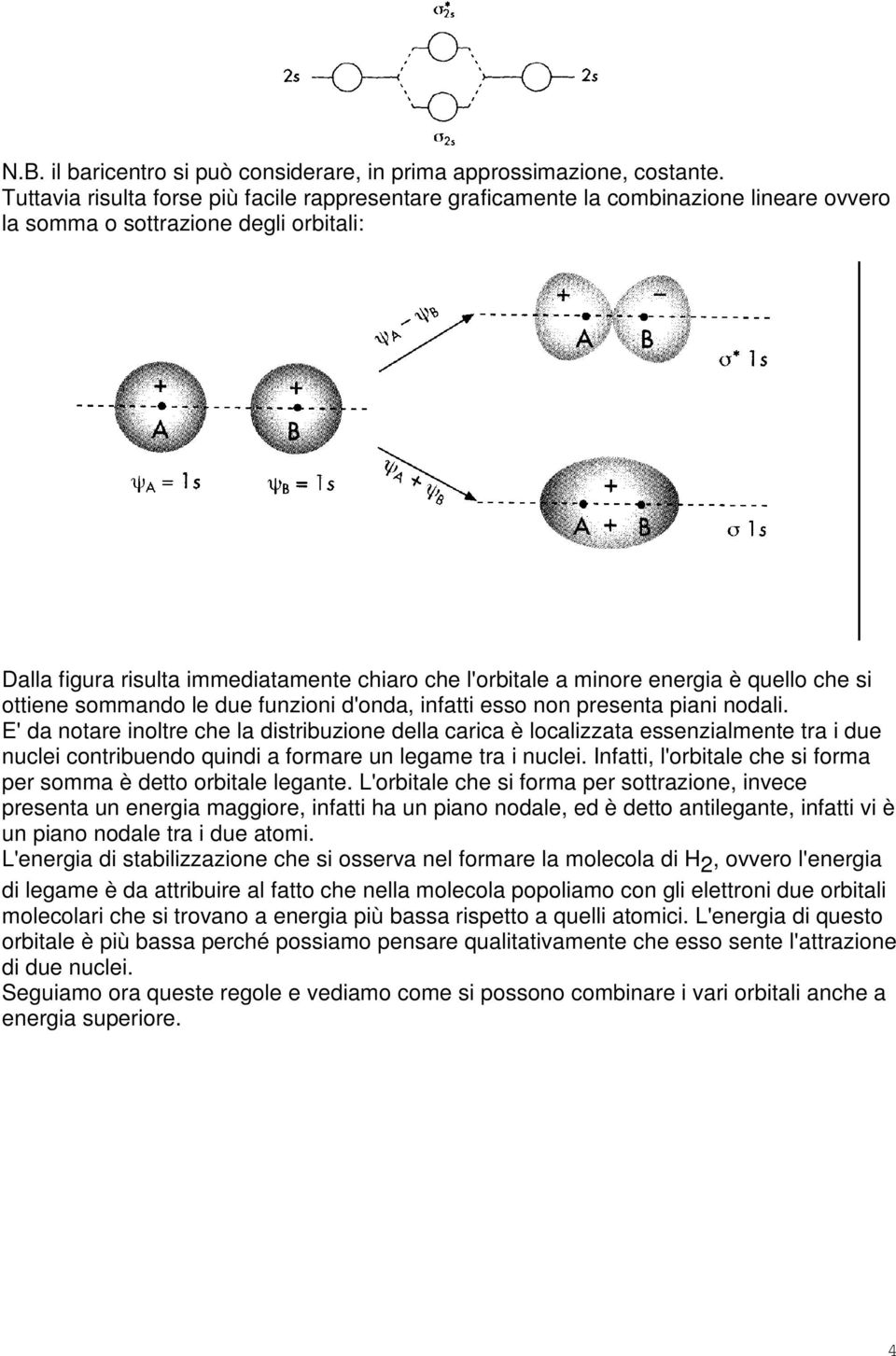 energia è quello che si ottiene sommando le due funzioni d'onda infatti esso non presenta piani nodali.