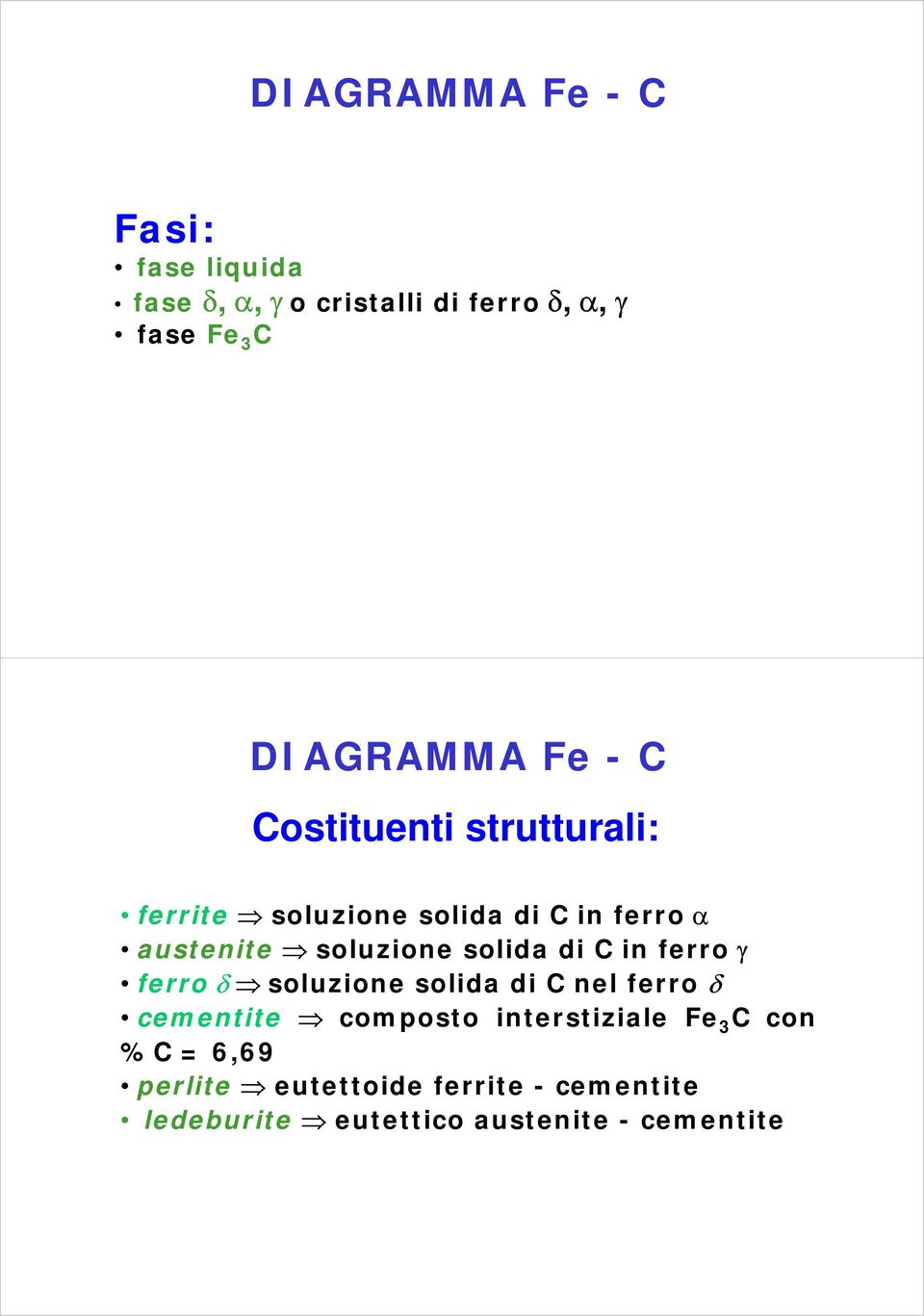 di in ferro ferro soluzione solida di nel ferro cementite composto interstiziale Fe 3 con