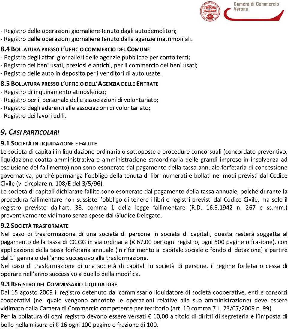 usati; Registro delle auto in deposito per i venditori di auto usate. 8.