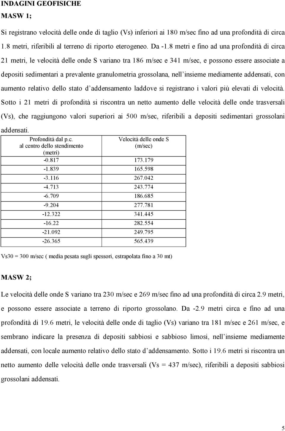 grossolana, nell insieme mediamente addensati, con aumento relativo dello stato d addensamento laddove si registrano i valori più elevati di velocità.