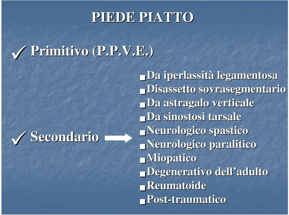 sovrasegmentario Da astragalo verticale Da sinostosi tarsale