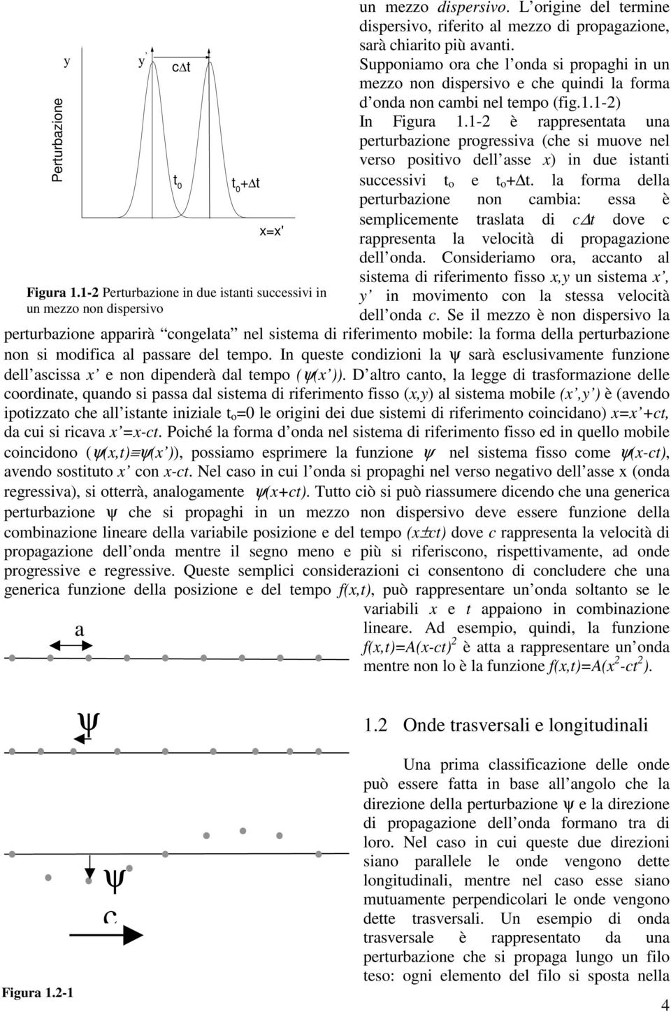 - è rappresetata ua perturbazoe progressva (che s muove el verso postvo dell asse x) due stat successv t o e t o + t.