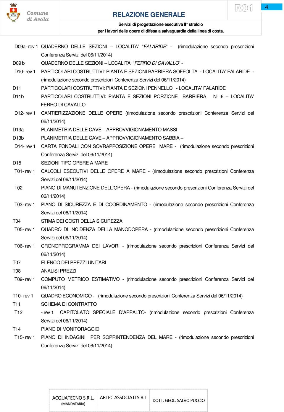 PENNELLO - LOCALITA FALARIDE D11b PARTICOLARI COSTRUTTIVI: PIANTA E SEZIONI PORZIONE BARRIERA N 6 LOCALITA FERRO DI CAVALLO D12- rev 1 CANTIERIZZAZIONE DELLE OPERE (rimodulazione secondo prescrizioni