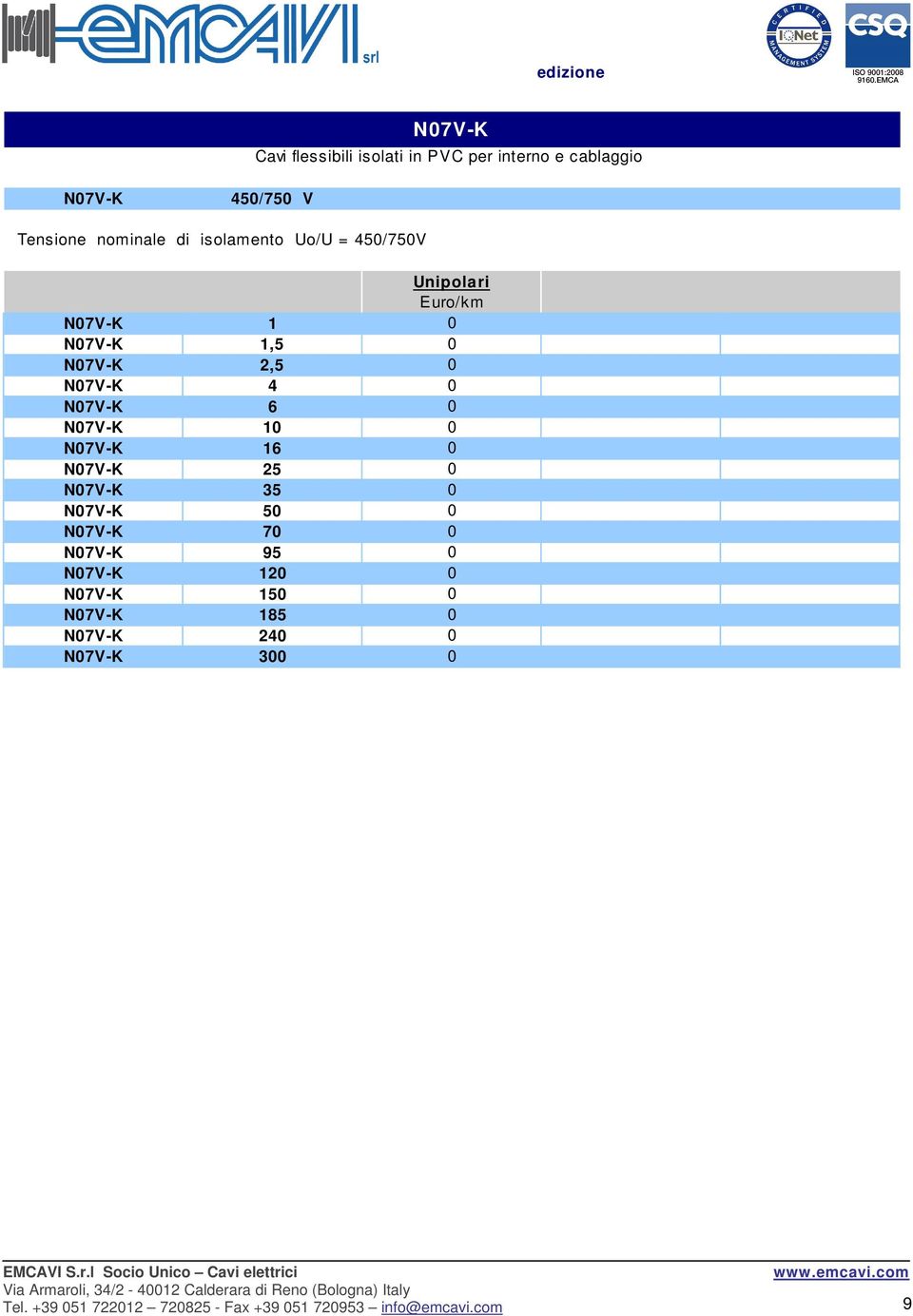 N07V-K 10 0 N07V-K 16 0 N07V-K 25 0 N07V-K 35 0 N07V-K 50 0 N07V-K 70 0 N07V-K 95 0 N07V-K 120 0 N07V-K