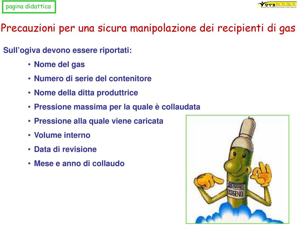 della ditta produttrice Pressione massima per la quale è collaudata Pressione