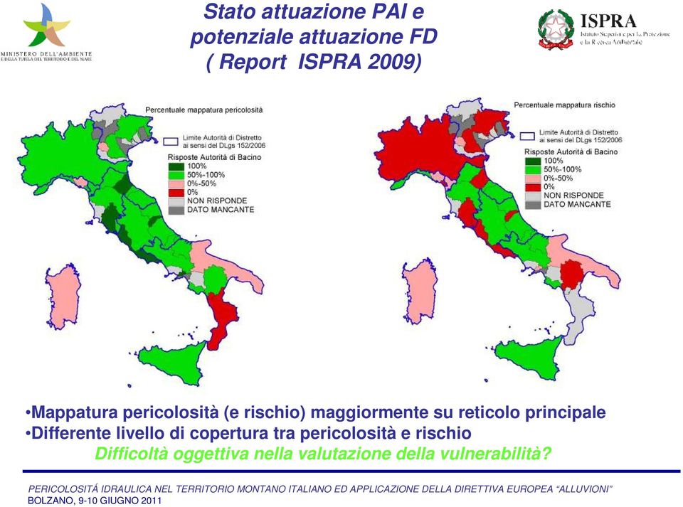 reticolo principale Differente livello di copertura tra