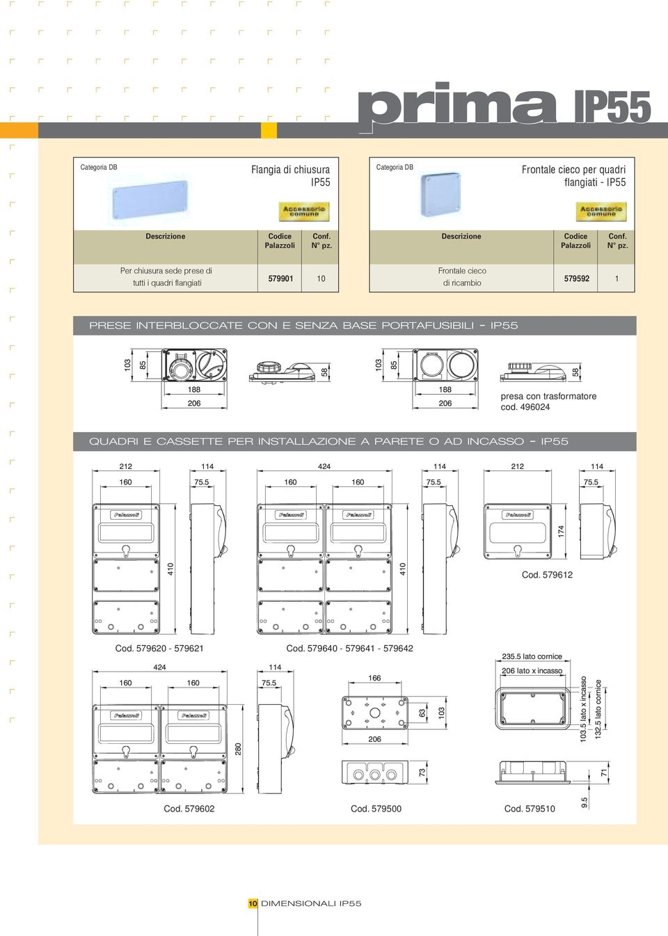 PORTAFUSIBILI - IP55 presa con trasformatore cod.