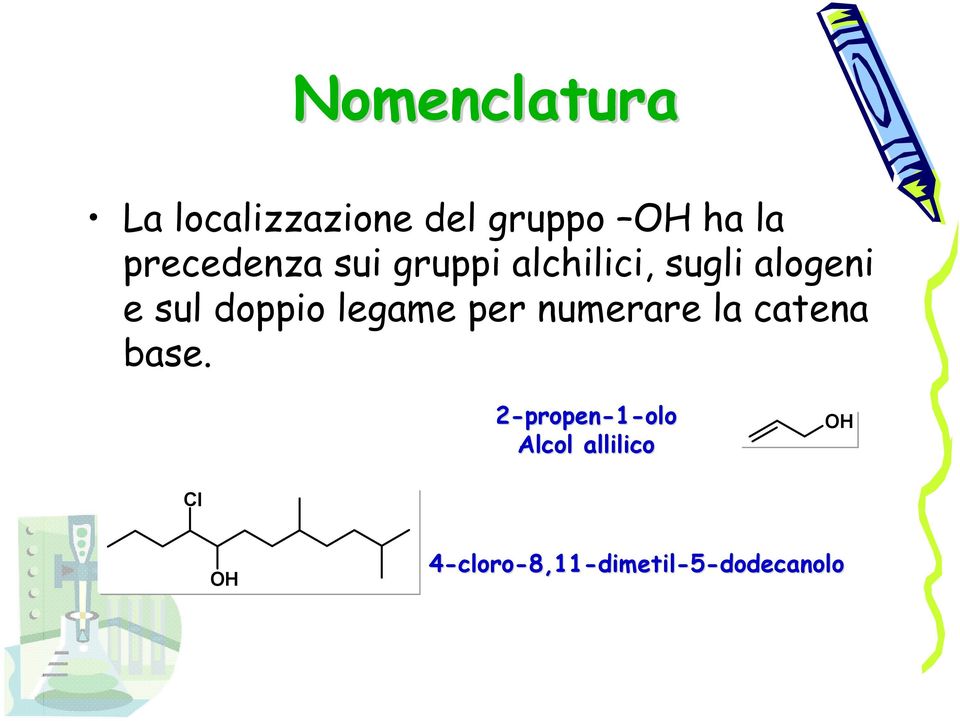 doppio legame per numerare la catena base.