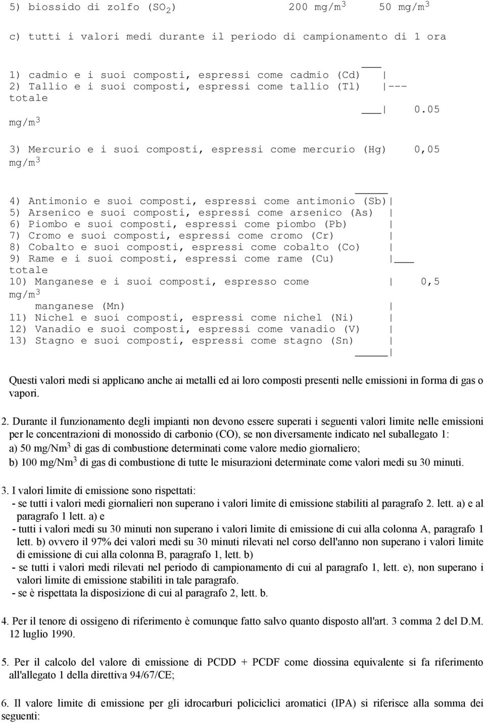 05 mg/m 3 3) Mercurio e i suoi composti, espressi come mercurio (Hg) 0,05 mg/m 3 4) Antimonio e suoi composti, espressi come antimonio (Sb) 5) Arsenico e suoi composti, espressi come arsenico (As) 6)