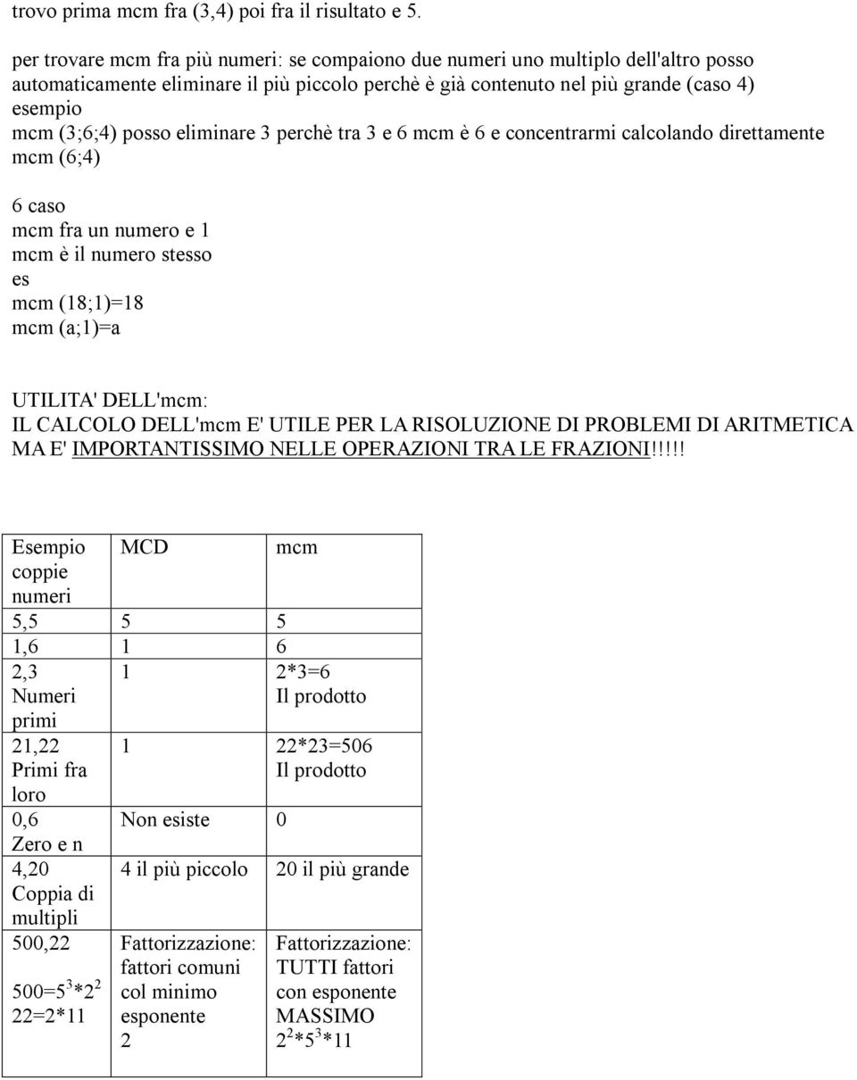 3 perchè tra 3 e 6 è 6 e concentrarmi calcolando direttamente (6;4) 6 caso fra un numero e 1 è il numero stso (18;1)=18 (a;1)=a UTILITA' DELL': IL CALCOLO DELL' E' UTILE PER LA RISOLUZIONE DI