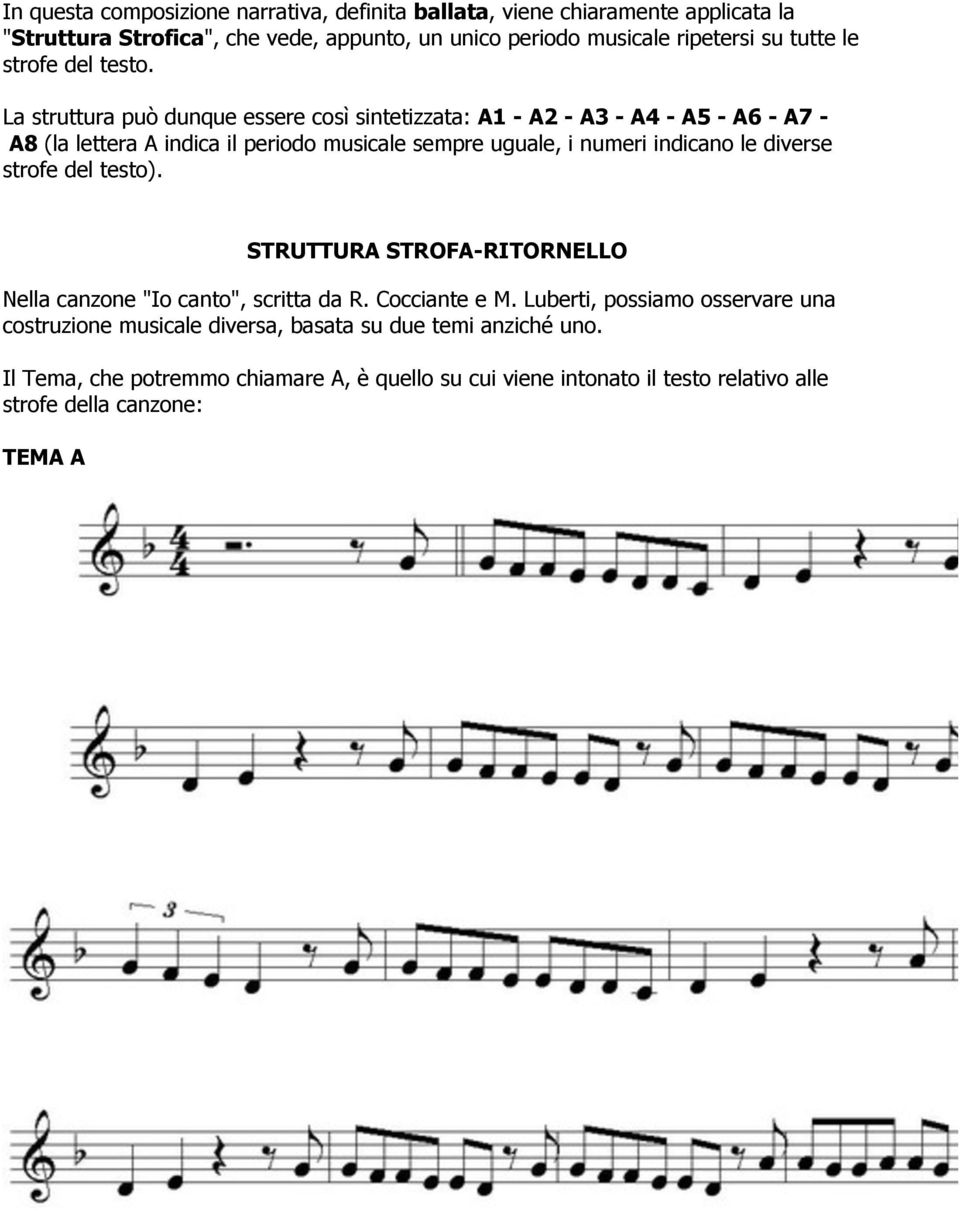 La struttura può dunque essere così sintetizzata: A1 - A2 - A3 - A4 - A5 - A6 - A7 - A8 (la lettera A indica il periodo musicale sempre uguale, i numeri indicano le