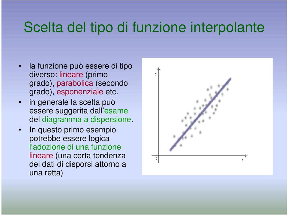 in generale la scelta può essere suggerita dall esame del diagramma a dispersione.