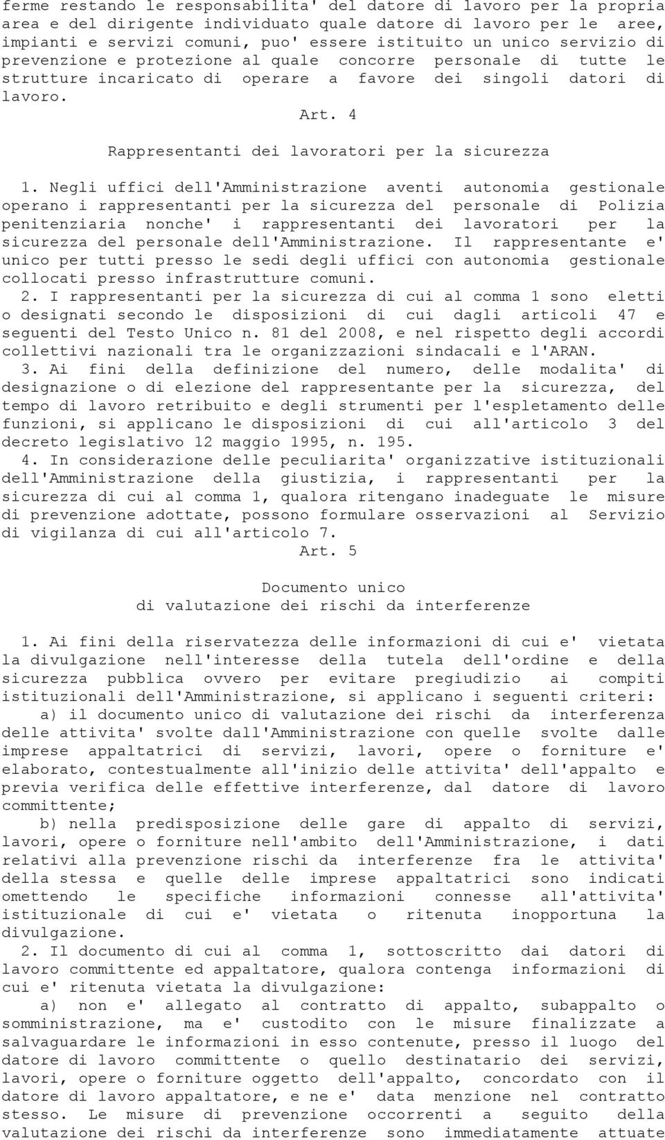 4 Rappresentanti dei lavoratori per la sicurezza 1.