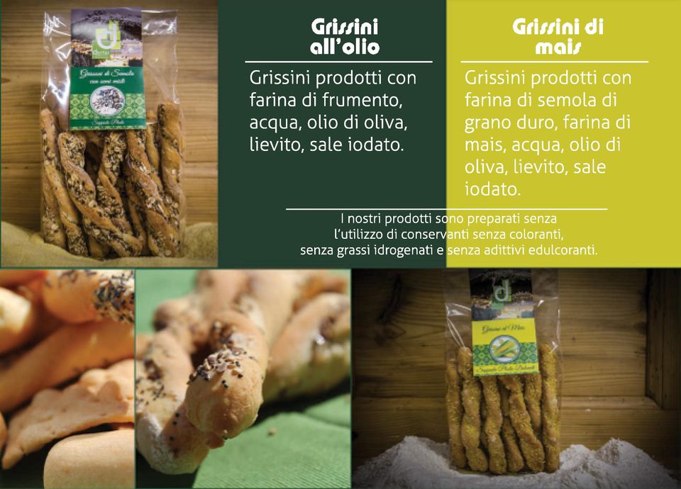 Grissini prodotti con farina di semola di grano