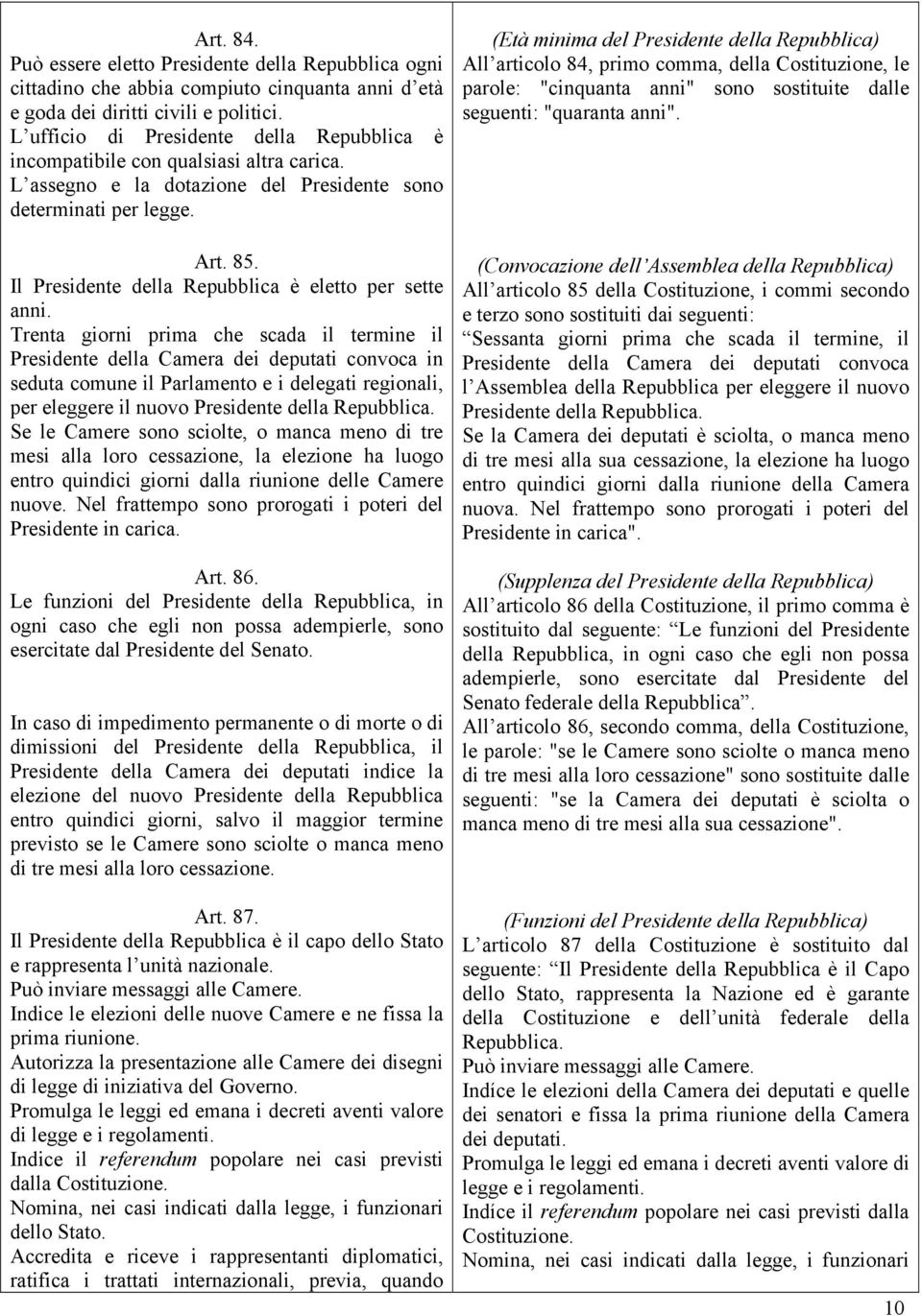 Il Presidente della Repubblica è eletto per sette anni.