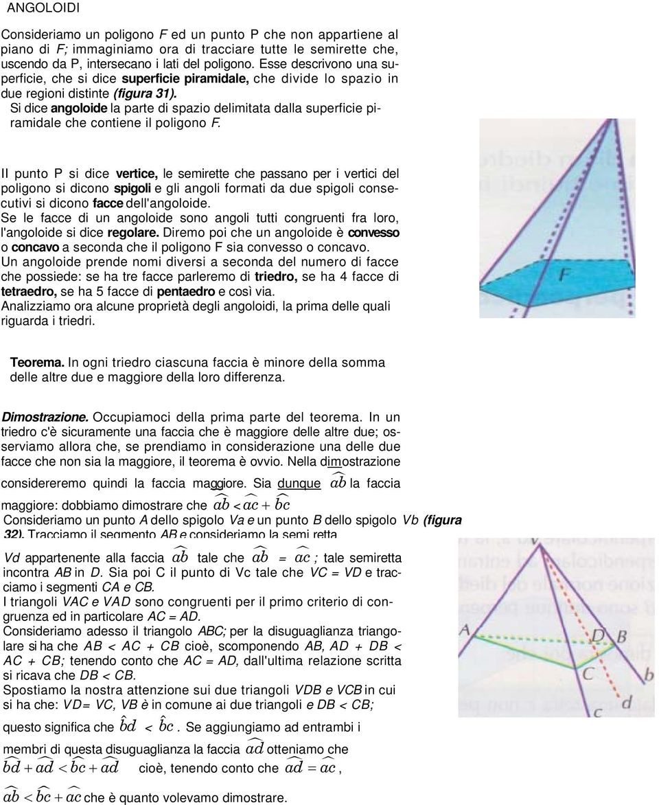 Si dice angoloide la parte di spazio delimitata dalla superficie piramidale che contiene il poligono F.