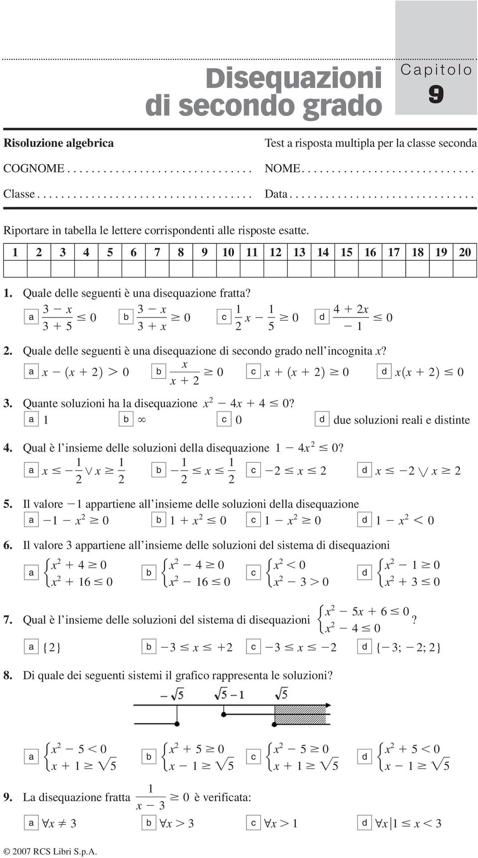 Qule elle seguenti è un isequzione i seono gro nell inognit x? x x x 22 7 0 x x 22 0 x 2 0 x x 22 0 3. Qunte soluzioni h l isequzione x 2 x 0? 0 ue soluzioni reli e istinte.