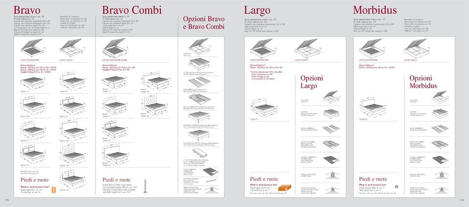 340 Single 85 storage base capacity lt. 210 Disponibile in 2 lunghezze: Passo lungo con materasso cm. 200 Passo corto con materasso cm. 190 Available in 2 lengths: Long size with mattress cm.