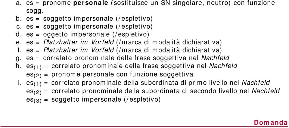 es = correlato pronominale della frase soggettiva nel Nachfeld h.