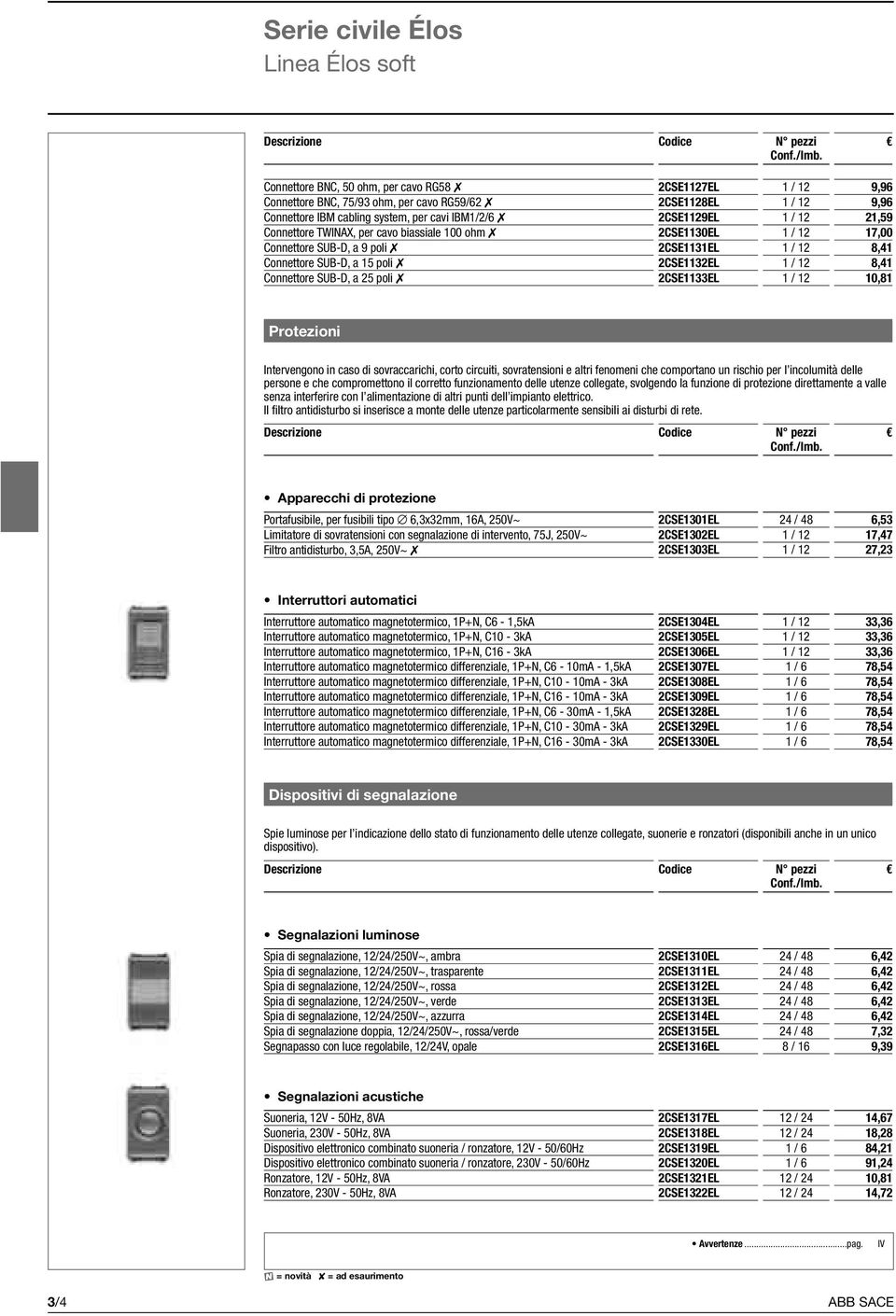 2CSE1132EL 1 / 12 8,41 Connettore SUB-D, a 25 poli x 2CSE1133EL 1 / 12 10,81 Protezioni Intervengono in caso di sovraccarichi, corto circuiti, sovratensioni e altri fenomeni che comportano un rischio