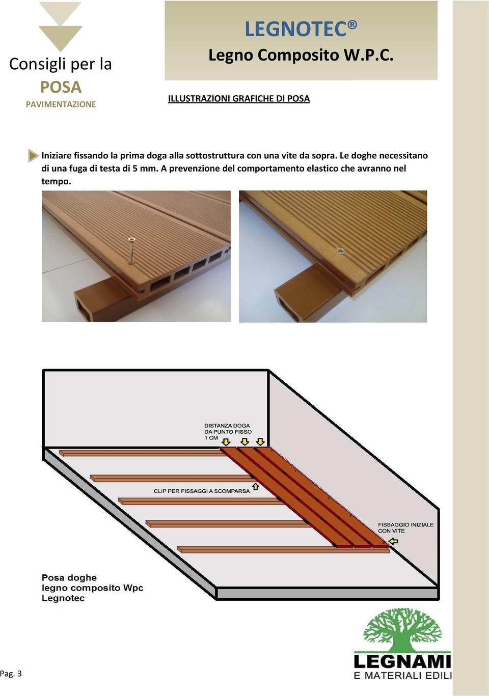 Le doghe necessitano di una fuga di testa di 5 mm.