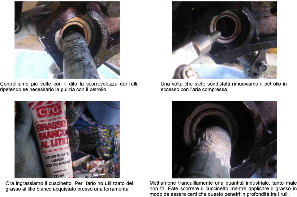 Per farlo ho utilizzato del grasso al litio bianco acquistato presso una ferramenta Mettiamone tranquillamente una quantità