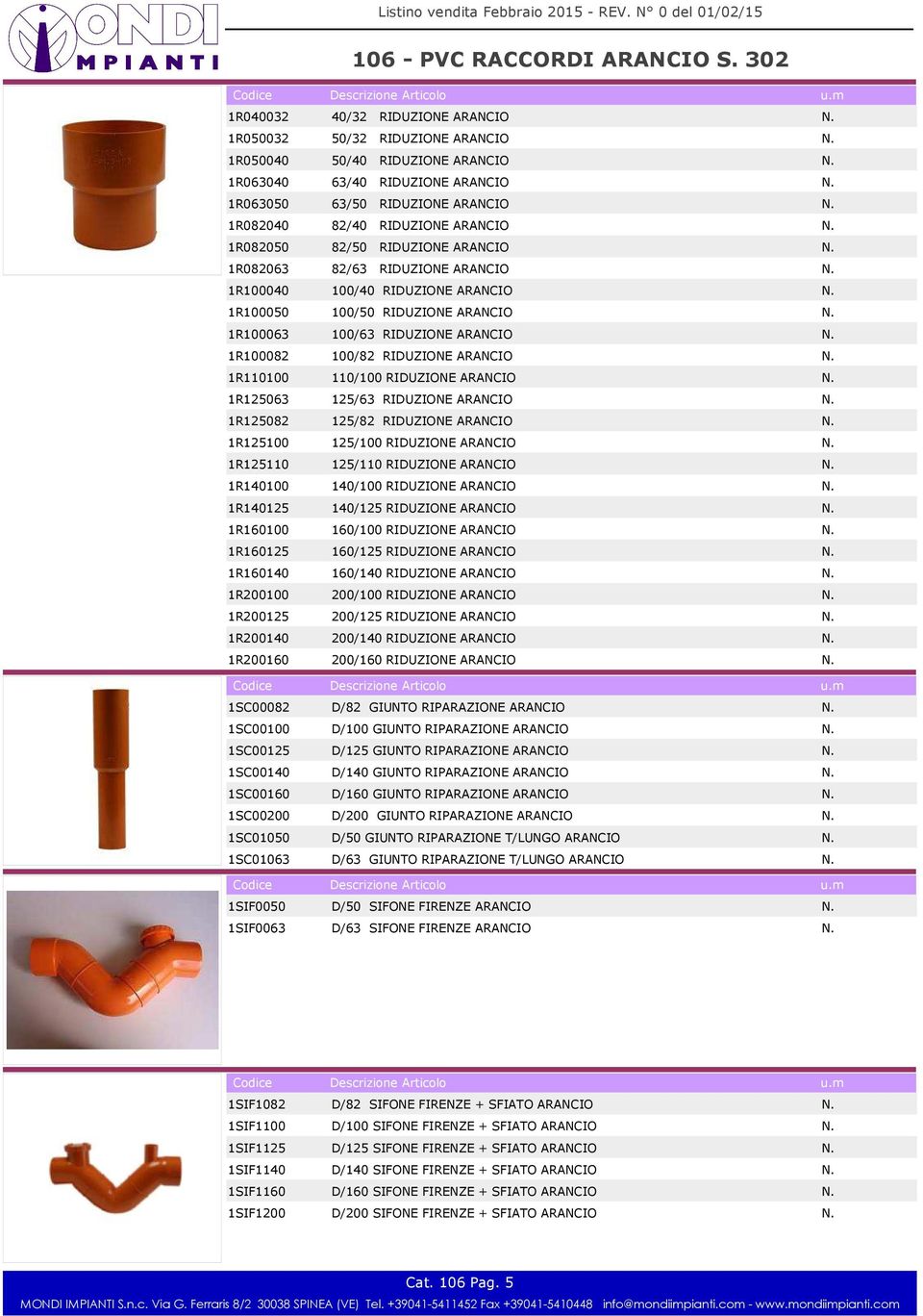 1R100063 100/63 RIDUZIONE ARANCIO N. 1R100082 100/82 RIDUZIONE ARANCIO N. 1R110100 110/100 RIDUZIONE ARANCIO N. 1R125063 125/63 RIDUZIONE ARANCIO N. 1R125082 125/82 RIDUZIONE ARANCIO N.