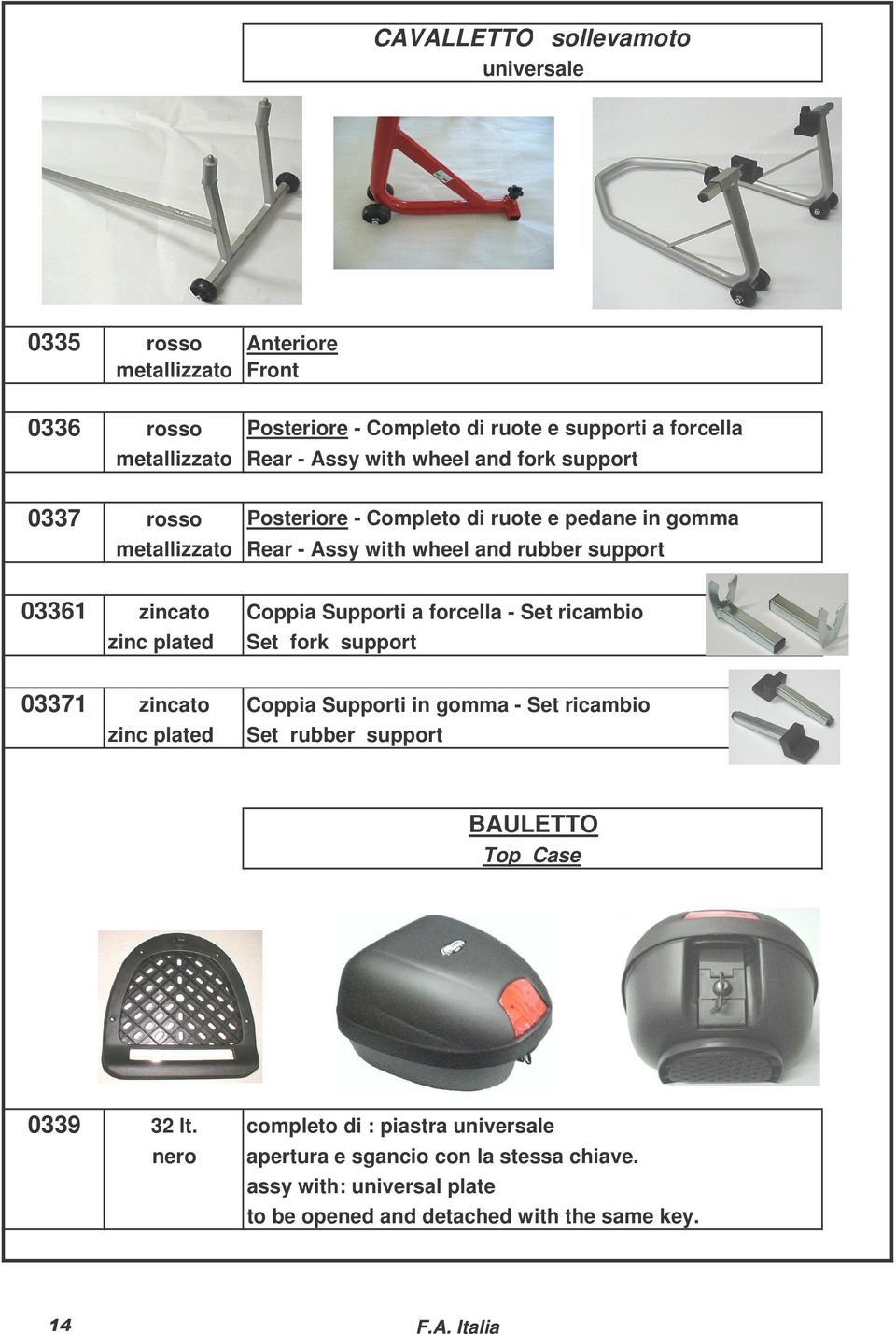 Supporti a forcella - Set ricambio zinc plated Set fork support 03371 zincato Coppia Supporti in gomma - Set ricambio zinc plated Set rubber support BAULETTO Top Case