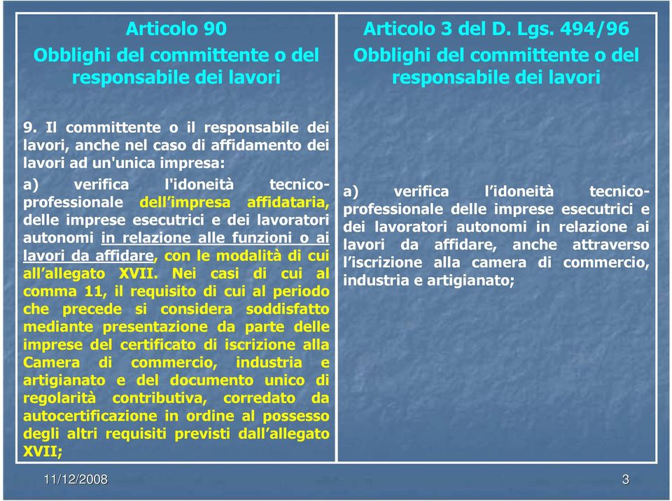 esecutrici e dei lavoratori autonomi in relazione alle funzioni o ai lavori da affidare, con le modalità di cui all allegato XVII.