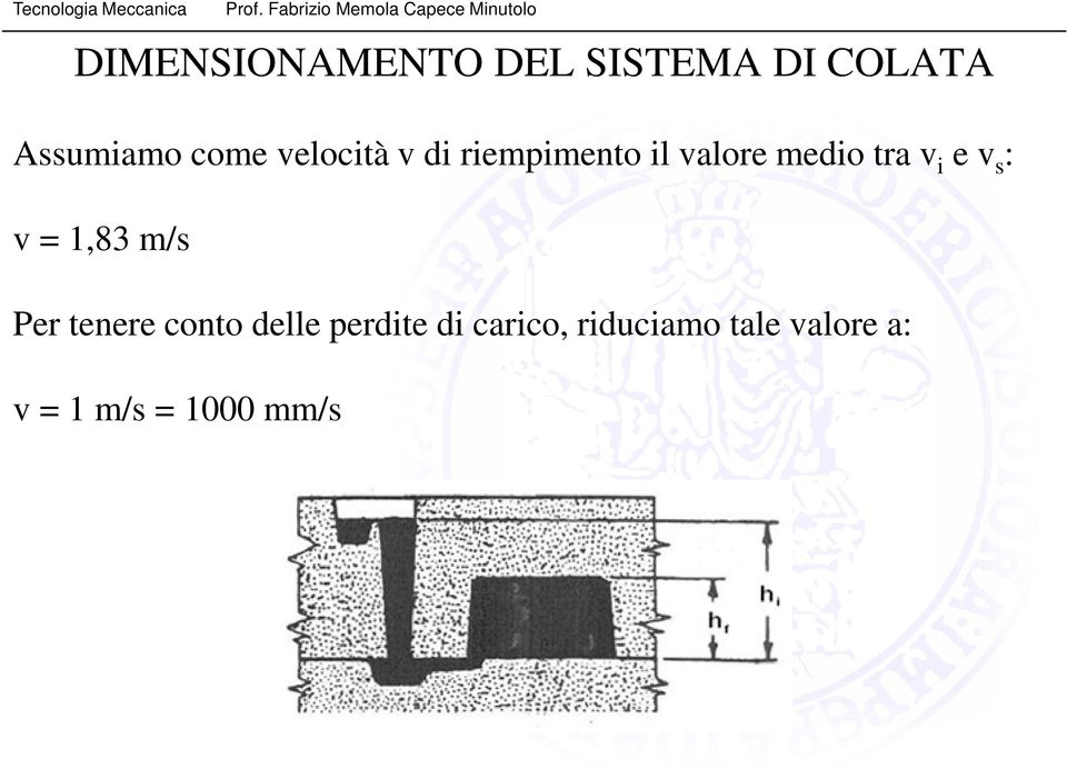 v s : v = 1,83 m/s Per tenere conto delle perdite di