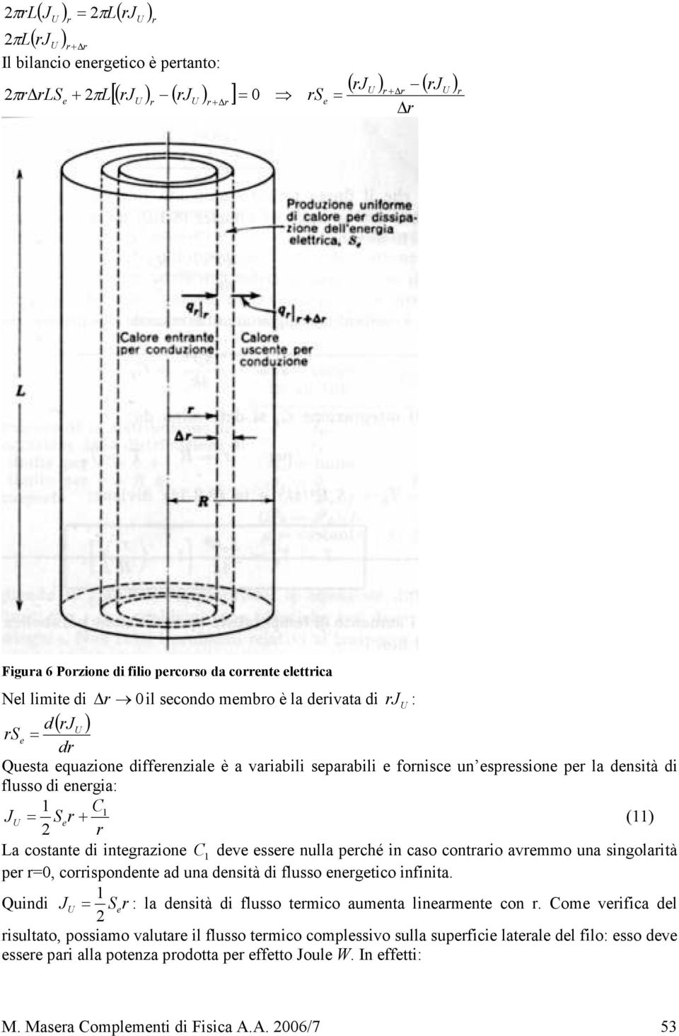 nulla peché in caso contaio avemmo una singolaità pe, coispondente ad una densità di flusso enegetico infinita. Quindi J Se : la densità di flusso temico aumenta lineamente con.