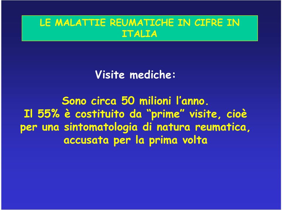 Il 55% è costituito da prime visite, cioè per una