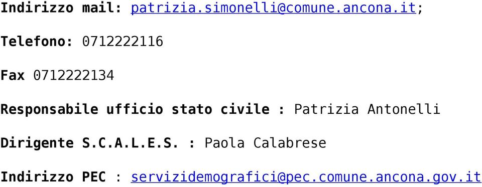 stato civile : Patrizia Antonelli Dirigente S.