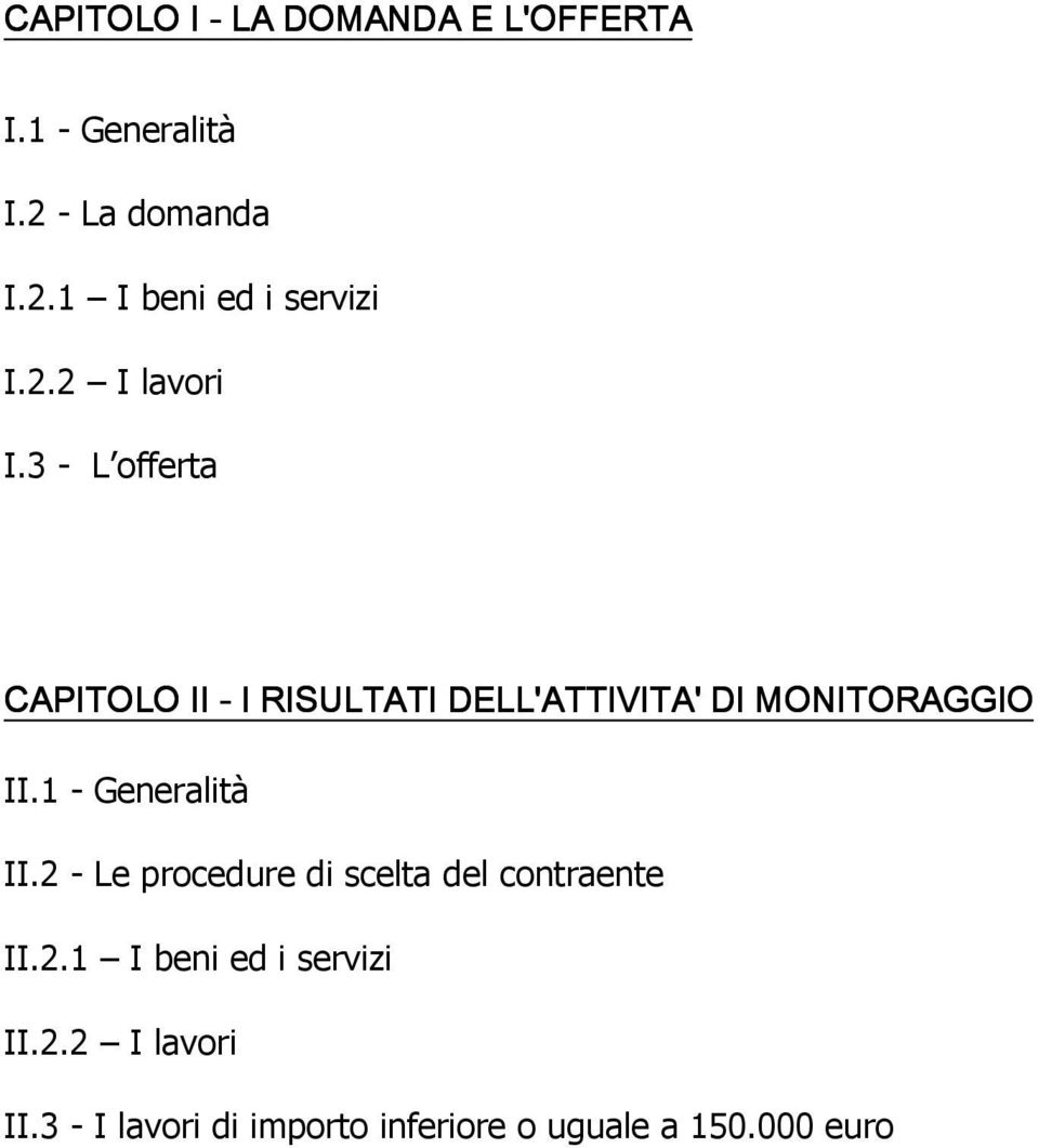 3 - L offerta CAPITOLO II - I RISULTATI DELL'ATTIVITA' DI MONITORAGGIO II.