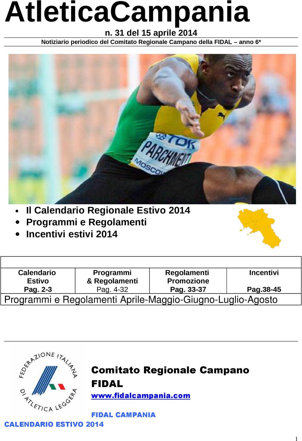 Regionale Estivo 2014 Programmi e Regolamenti Incentivi estivi 2014 Calendario Estivo Pag.