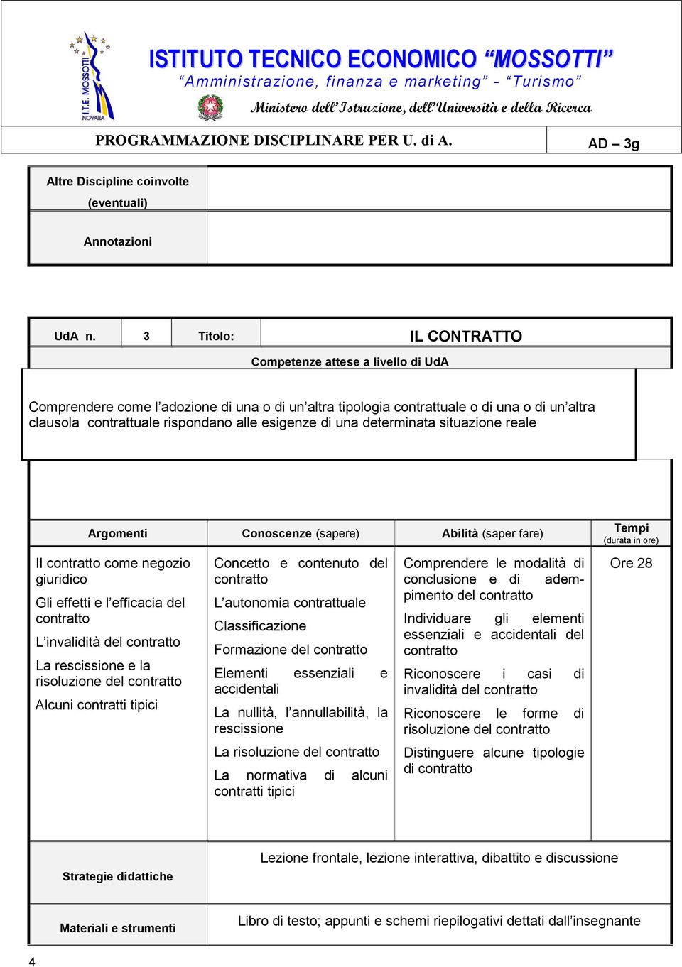 reale Il contratto come negozio giuridico Gli effetti e l efficacia del contratto L invalidità del contratto La rescissione e la risoluzione del contratto Alcuni contratti tipici Concetto e contenuto