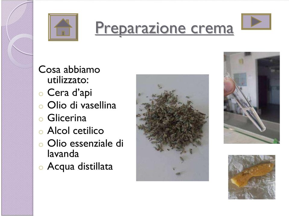 Alcol cetilico o Olio essenziale di