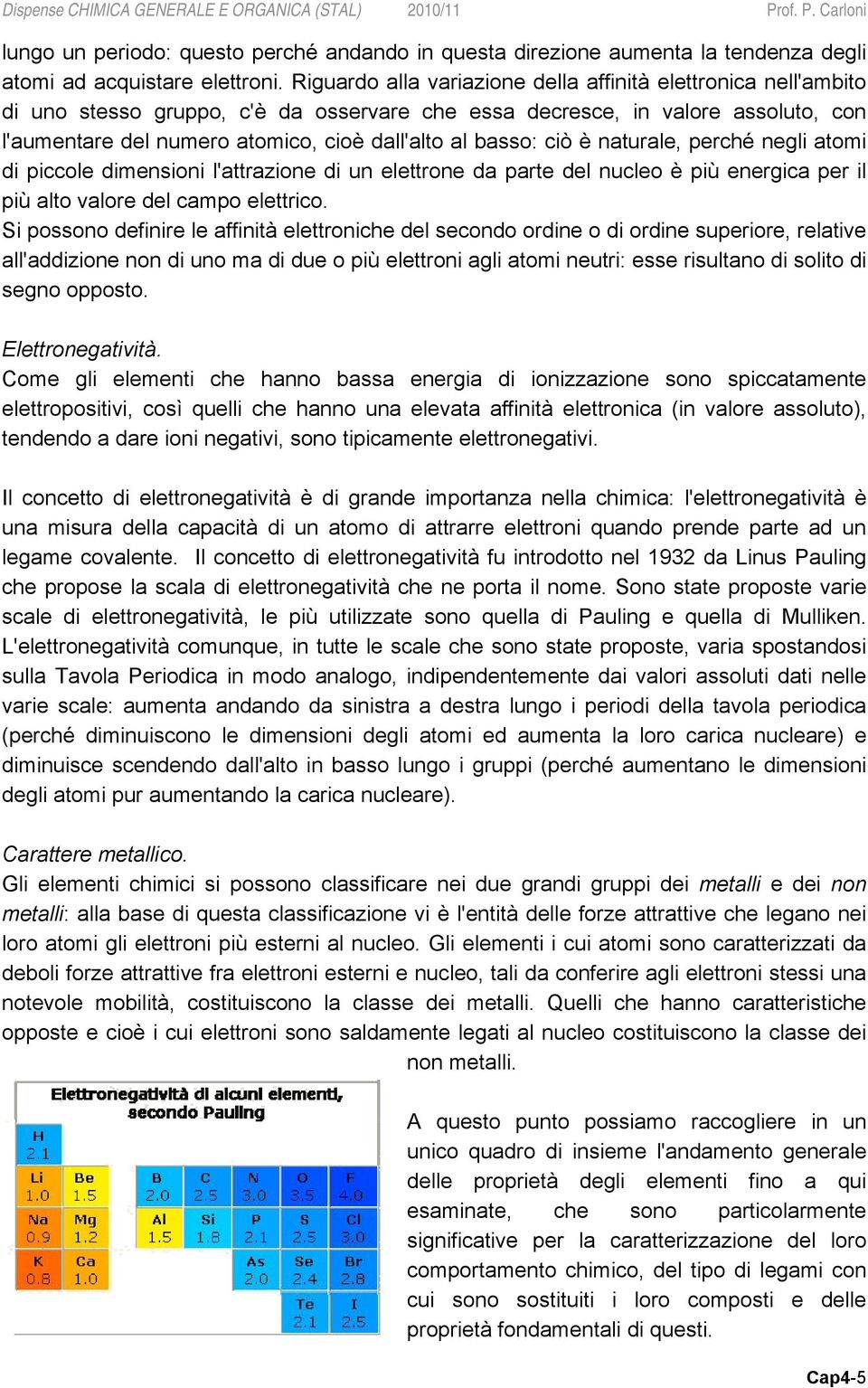 basso: ciò è naturale, perché negli atomi di piccole dimensioni l'attrazione di un elettrone da parte del nucleo è più energica per il più alto valore del campo elettrico.