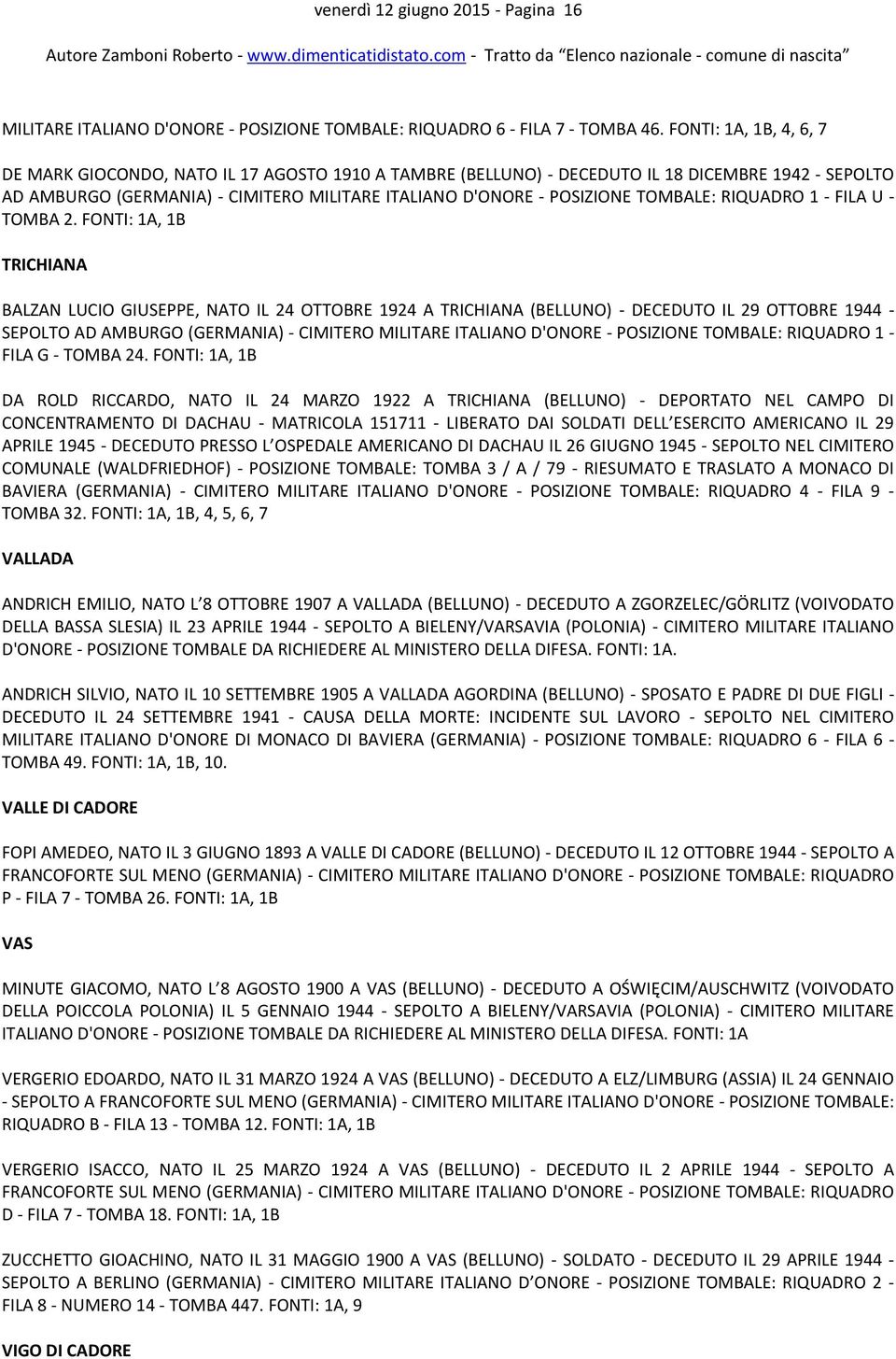 TOMBALE: RIQUADRO 1 - FILA U - TOMBA 2.