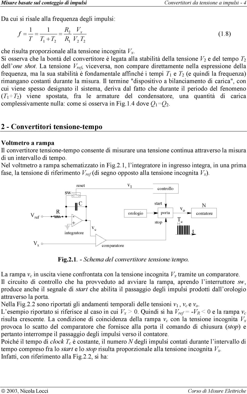 La tensione V ref, iceersa, non compare direttamente nella espressione della frequenza, ma la sua stabilità è fondamentale affinché i tempi T e T (e quindi la frequenza) rimangano costanti durante la