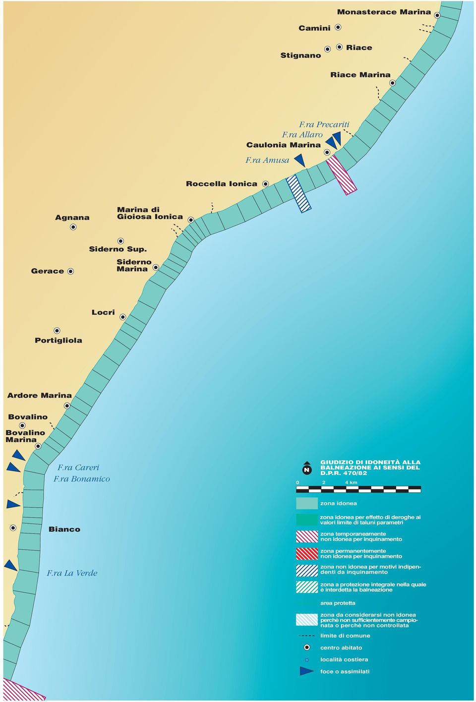 470/82 zona idonea Bianco zona idonea per effetto di deroghe ai valori limite di taluni parametri zona temporaneamente zona permanentemente F.