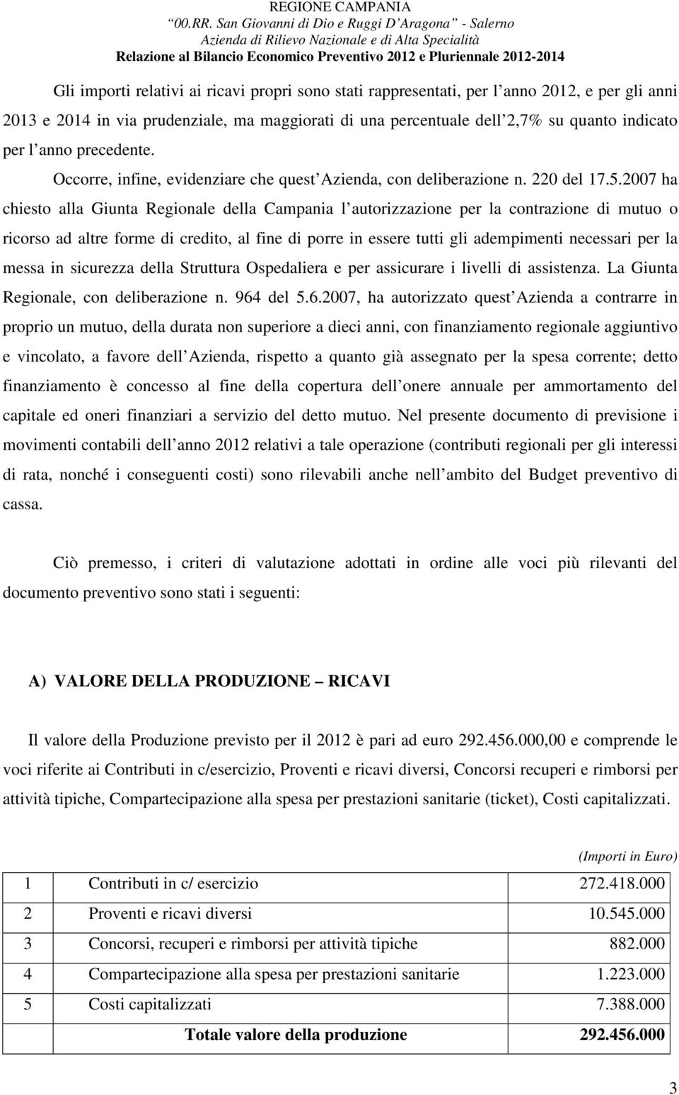 2007 ha chiesto alla Giunta Regionale della Campania l autorizzazione per la contrazione di mutuo o ricorso ad altre forme di credito, al fine di porre in essere tutti gli adempimenti necessari per