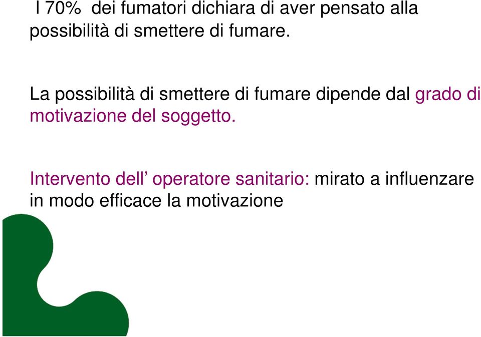 La possibilità di smettere di fumare dipende dal grado di