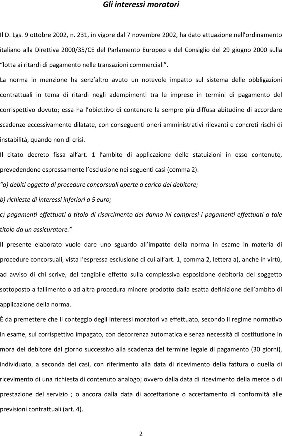 pagamento nelle transazioni commerciali.