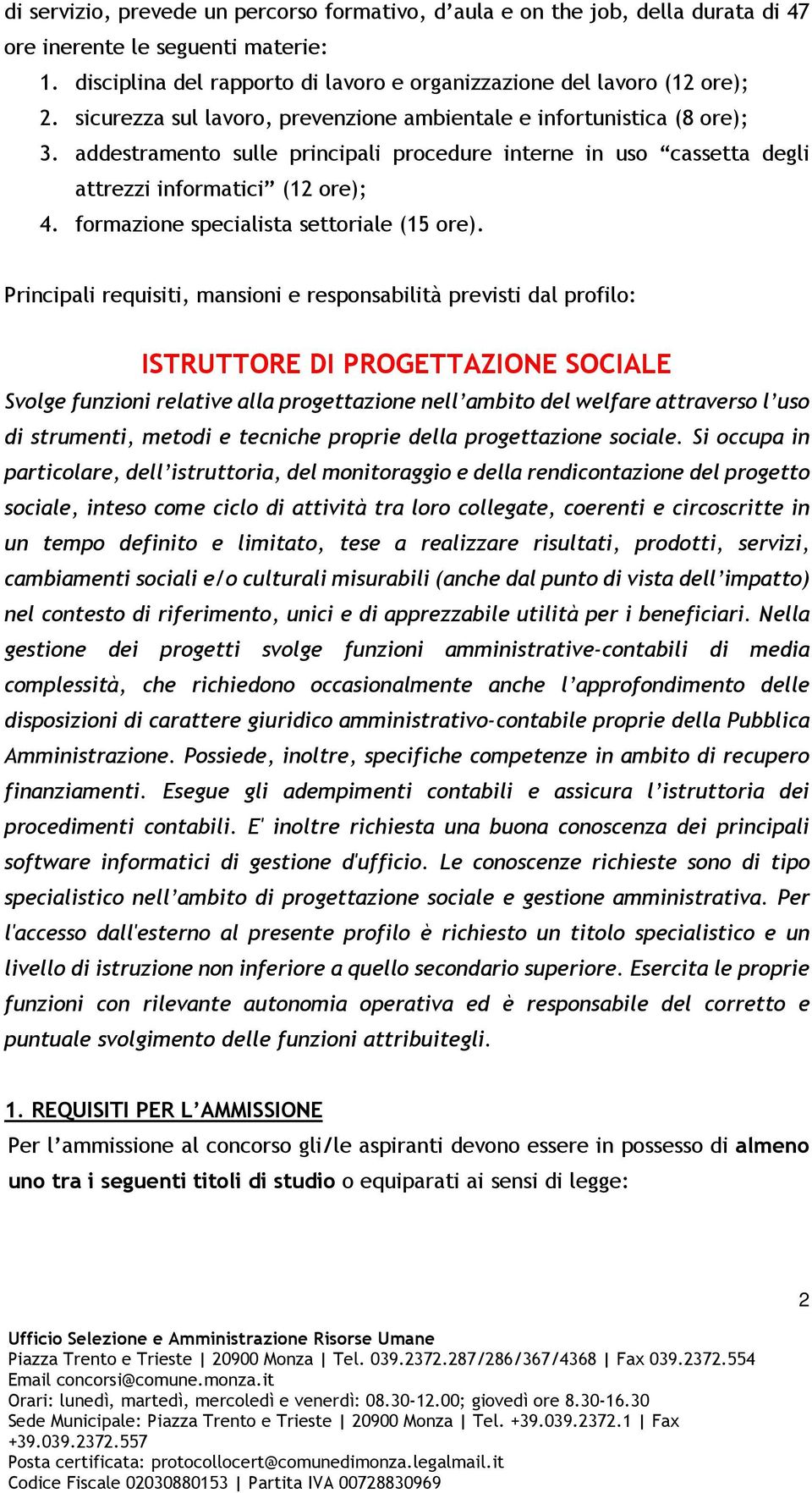 formazione specialista settoriale (15 ore).