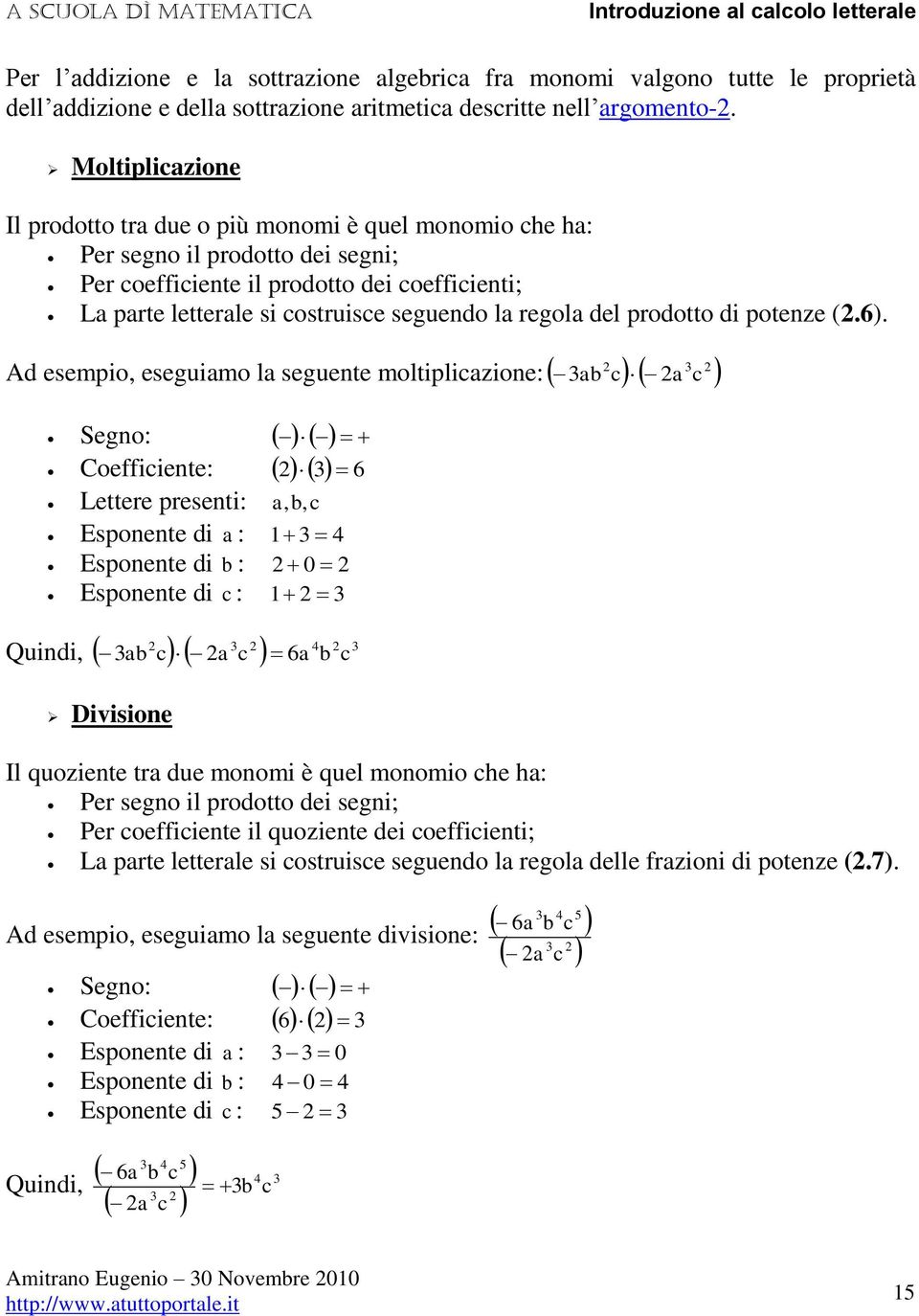 prodotto di poteze (.).