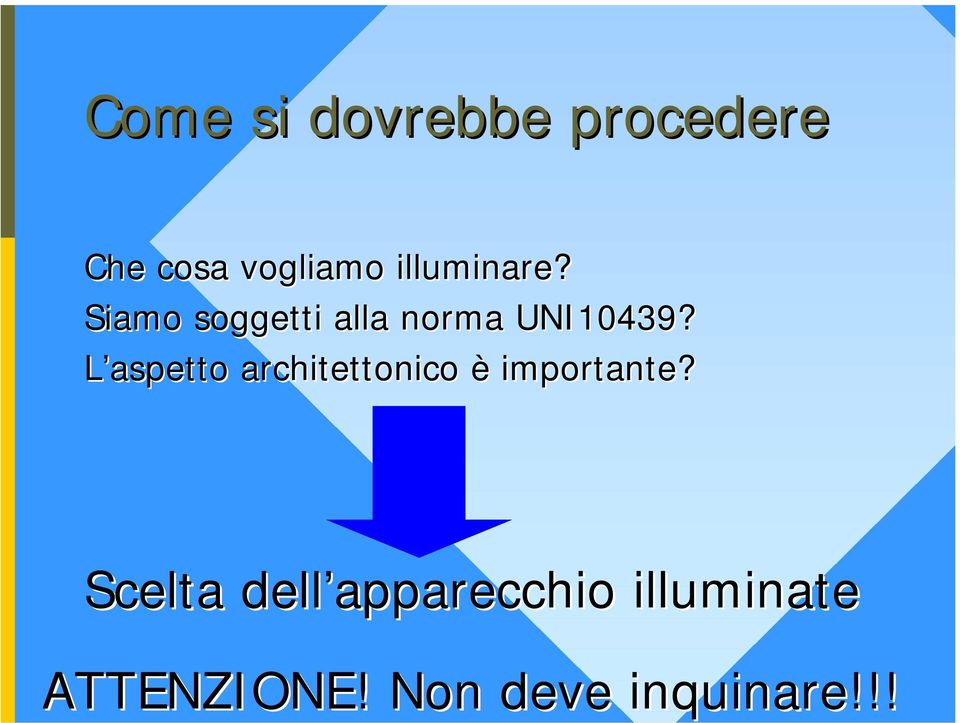 illuminare? Siamo soggetti alla norma UNI10439?